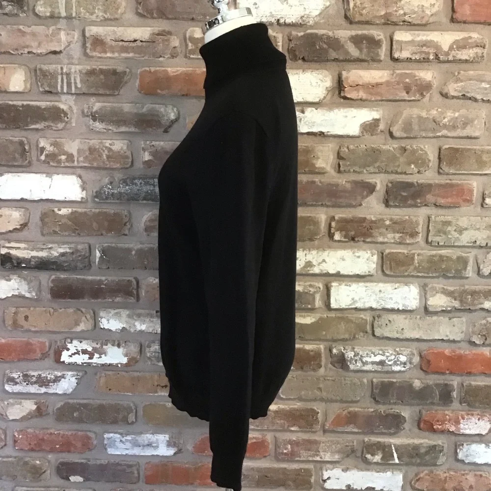 LAUREN RALPH LAUREN Women’s 100% Cotton Black Knit Turtleneck Long Sleeve Top L
